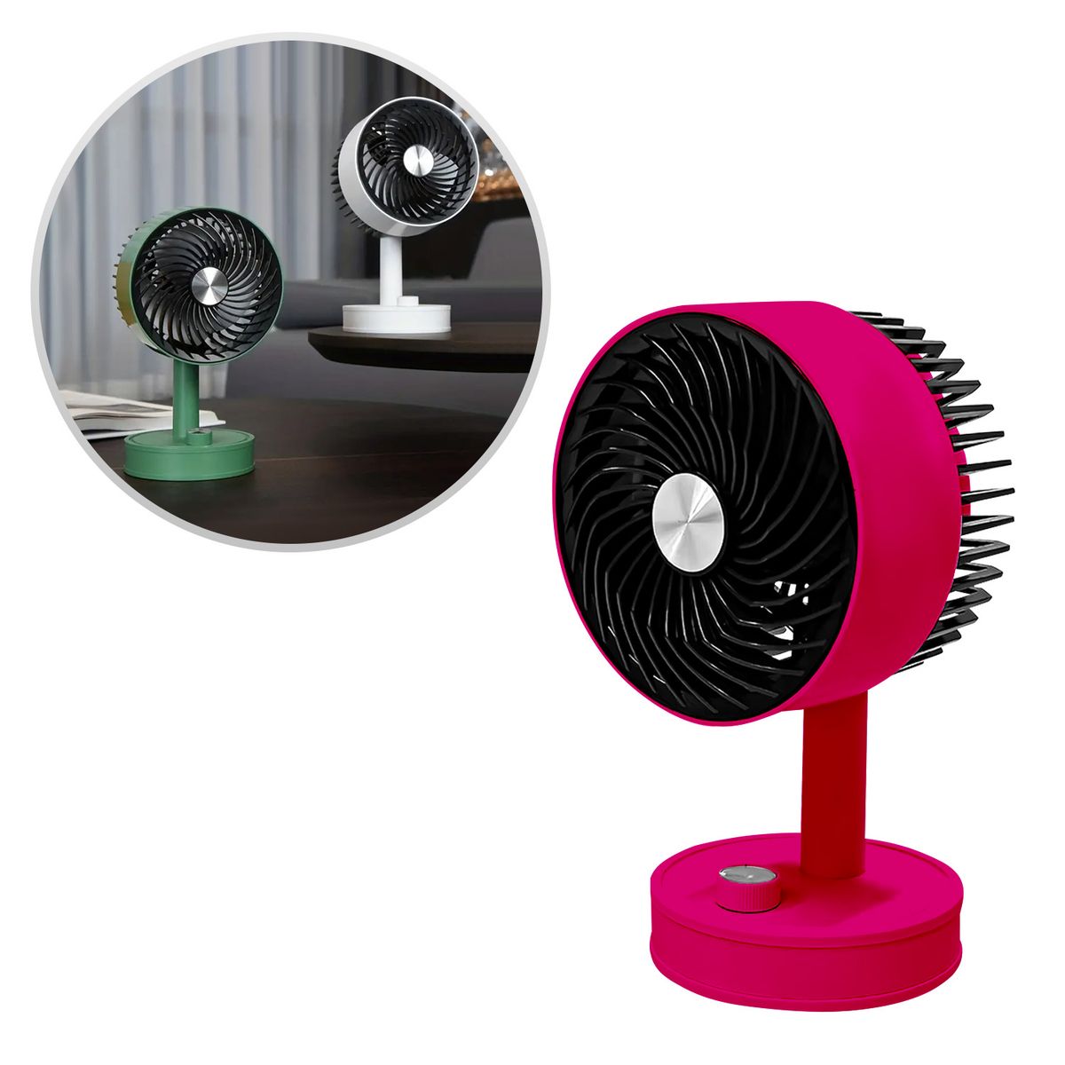 BUYPAL - Ventilador Portátil Inalámbrico Silencioso y Compacto Rosa