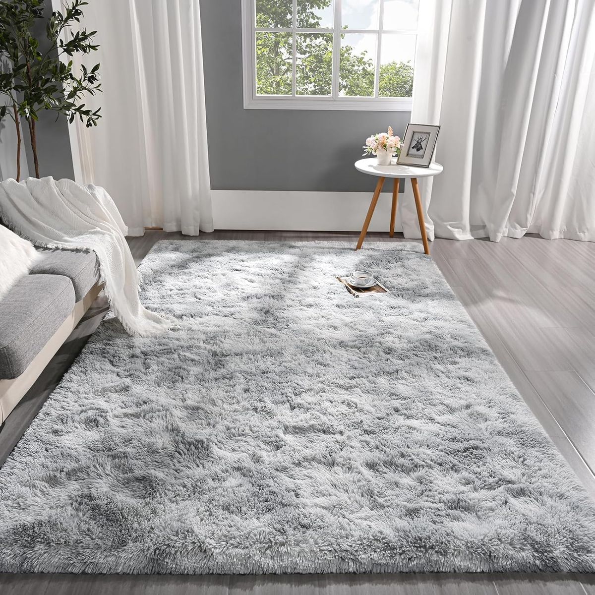 GENERICO - Alfombra Rectangular peluche pelo largo 1.60 x 2.00m  Plata
