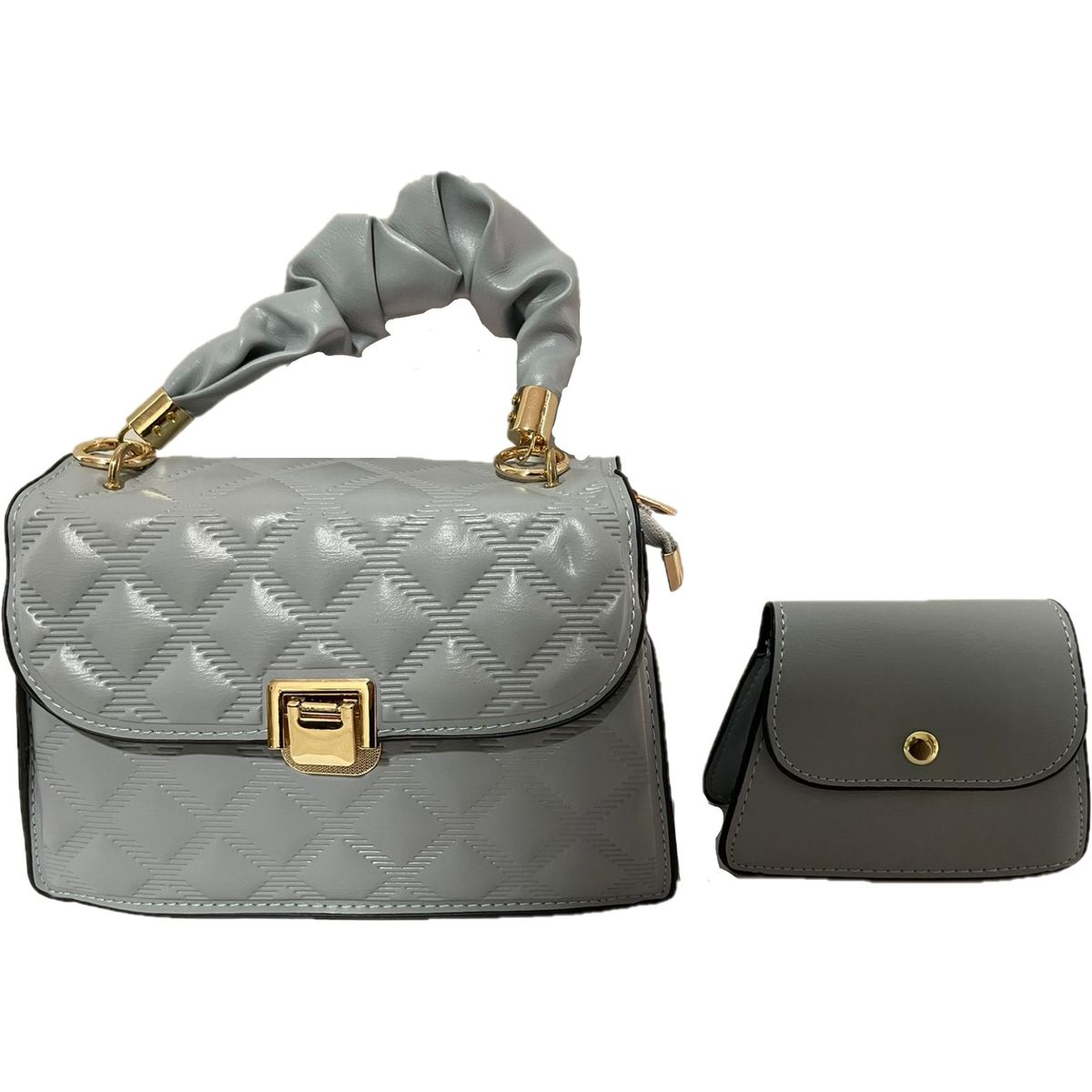 GENERICO - Set Cartera Bolso Billetera 2 en 1 Elegante con Asa Plisada