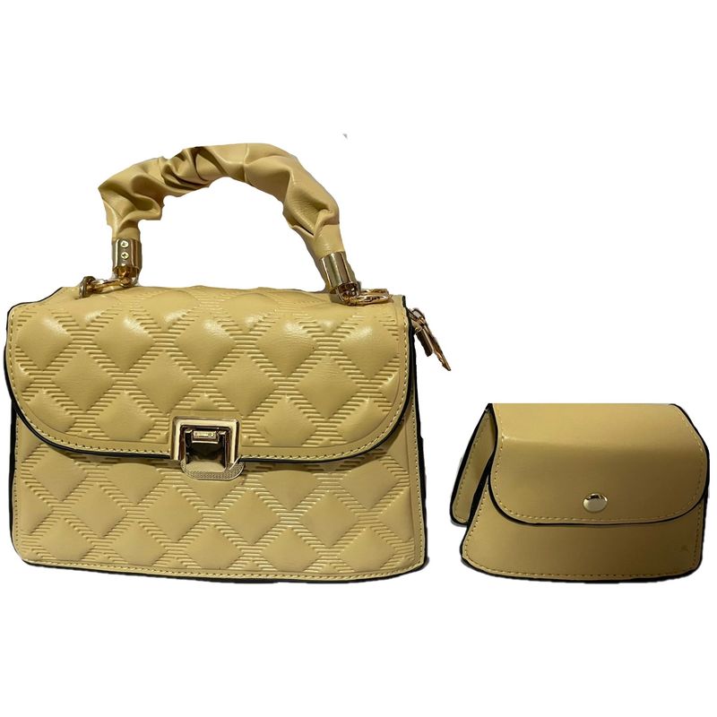 GENERICO - Set Cartera Bolso Billetera 2 en 1 Elegante con Asa Plisada