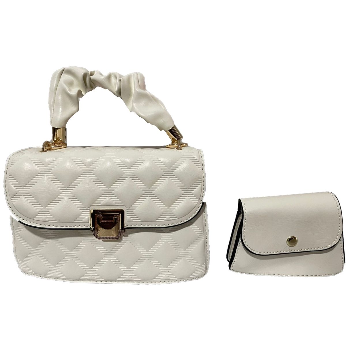 GENERICO - Set Cartera Bolso Billetera 2 en 1 Elegante con Asa Plisada