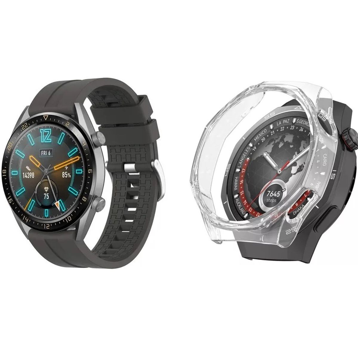 GENERICO - Correa de goma Gris + Case para Smartwatch Huawei GT3 SE