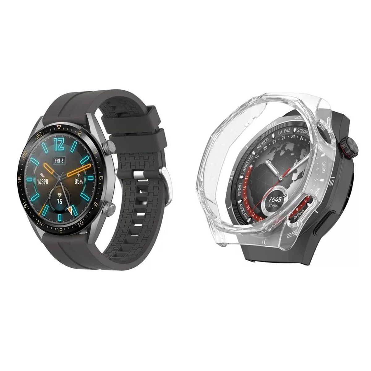 GENERICO - Correa de goma Gris + Case para Smartwatch Huawei GT3 SE