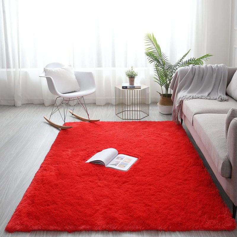 GENERICO - Alfombra Rectangular peluche pelo largo 1.60 x 2.00m Rojo