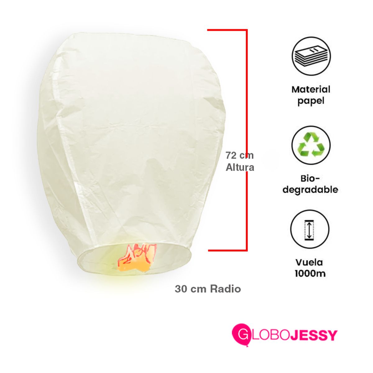 GENERICO - Pack x 3 Globos Luminosos para Los Deseos Blanco