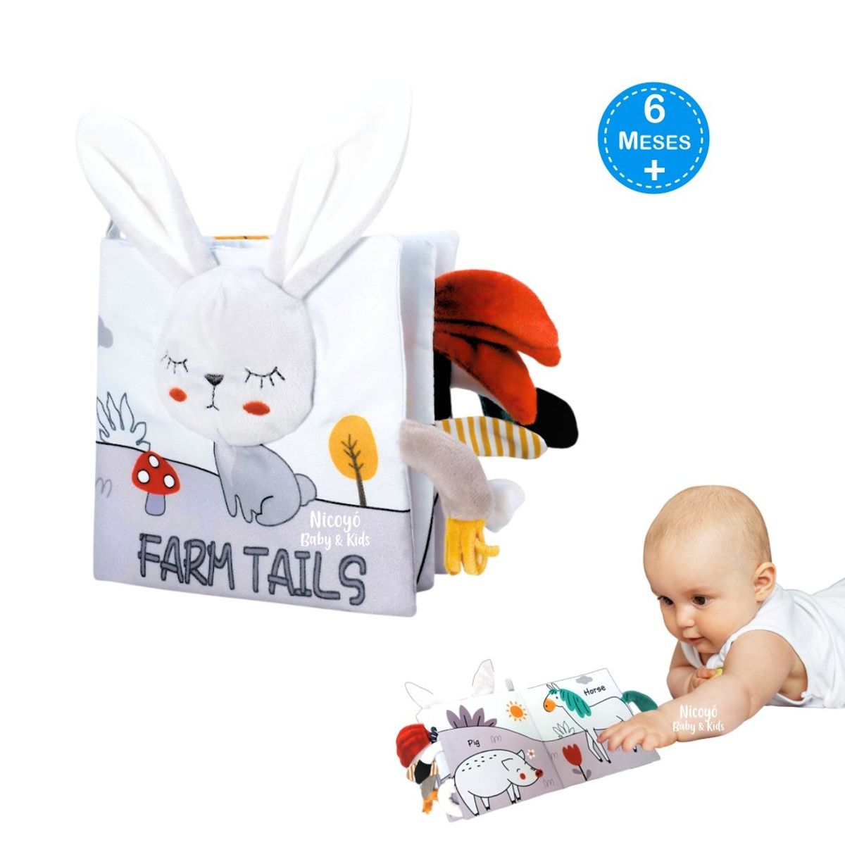 BABY - Libro Sensorial 3D para Bebés con Texturas y Sonido CONEJITO