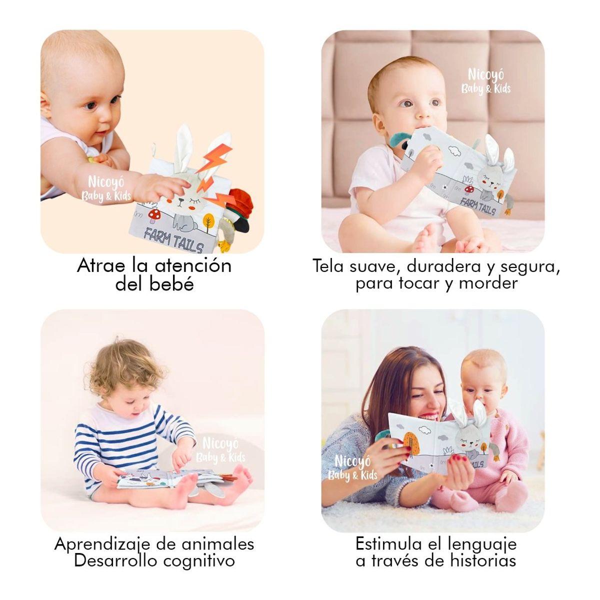 BABY - Libro Sensorial 3D para Bebés con Texturas y Sonido CONEJITO