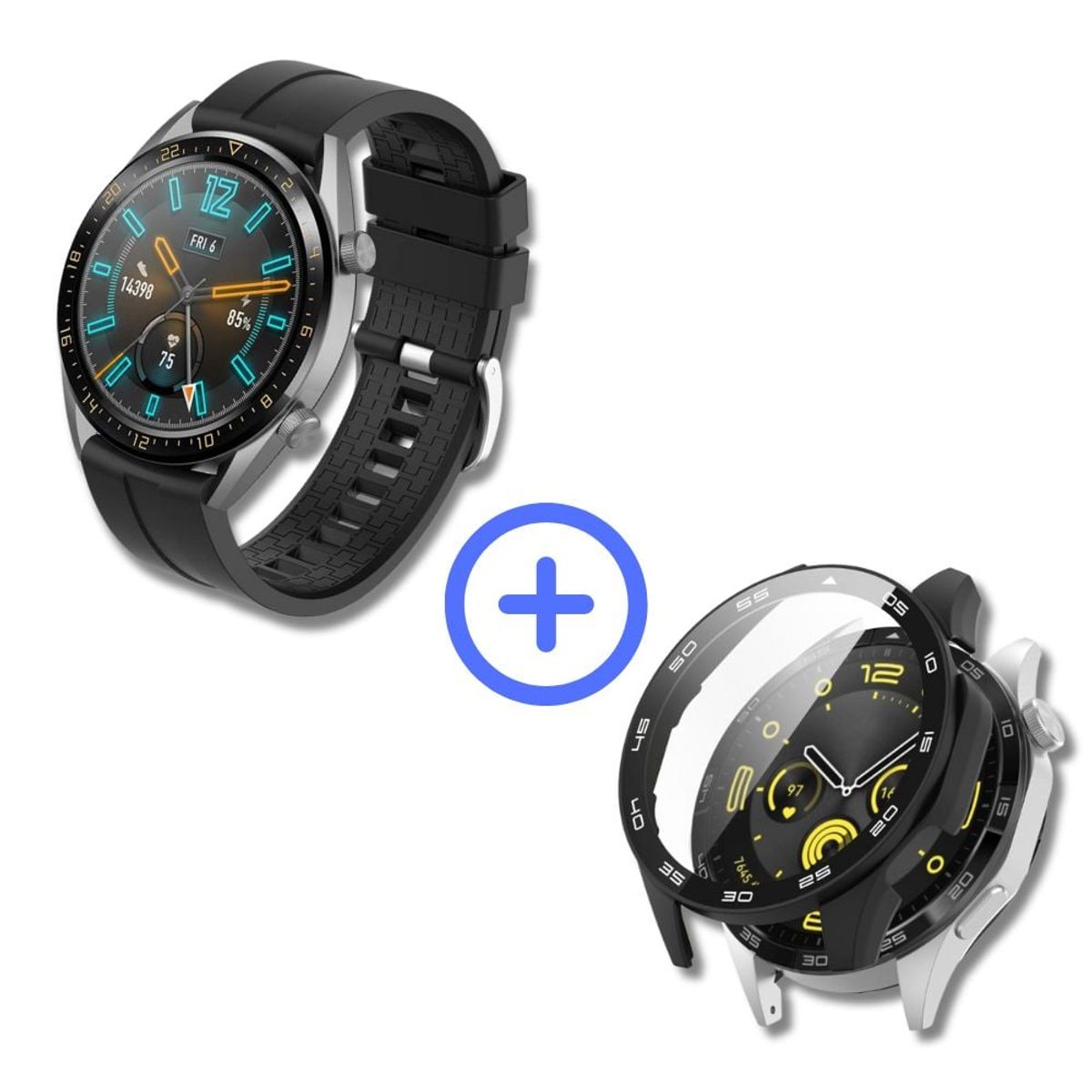 GENERICO - Correa de goma negro  + Case para Smartwatch Huawei GT4 pro