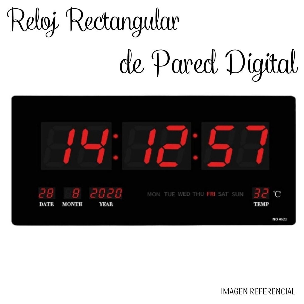 GENERICO - Reloj Rectangular de Pared con pantalla Digital