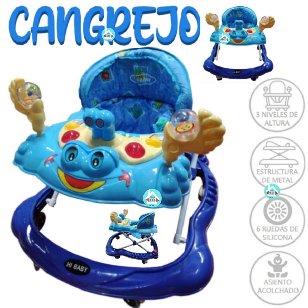 HI BABY - Andador Musical y Luces CANGREJO CELESTE