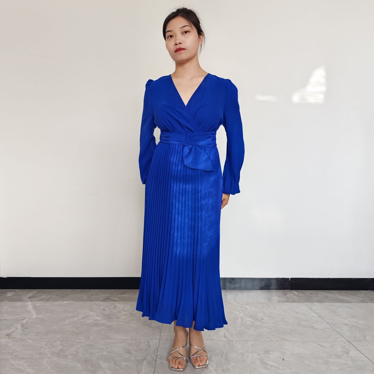 RINODERINA - Vestido Largo Elegante Liso Moderno Moda Mujer