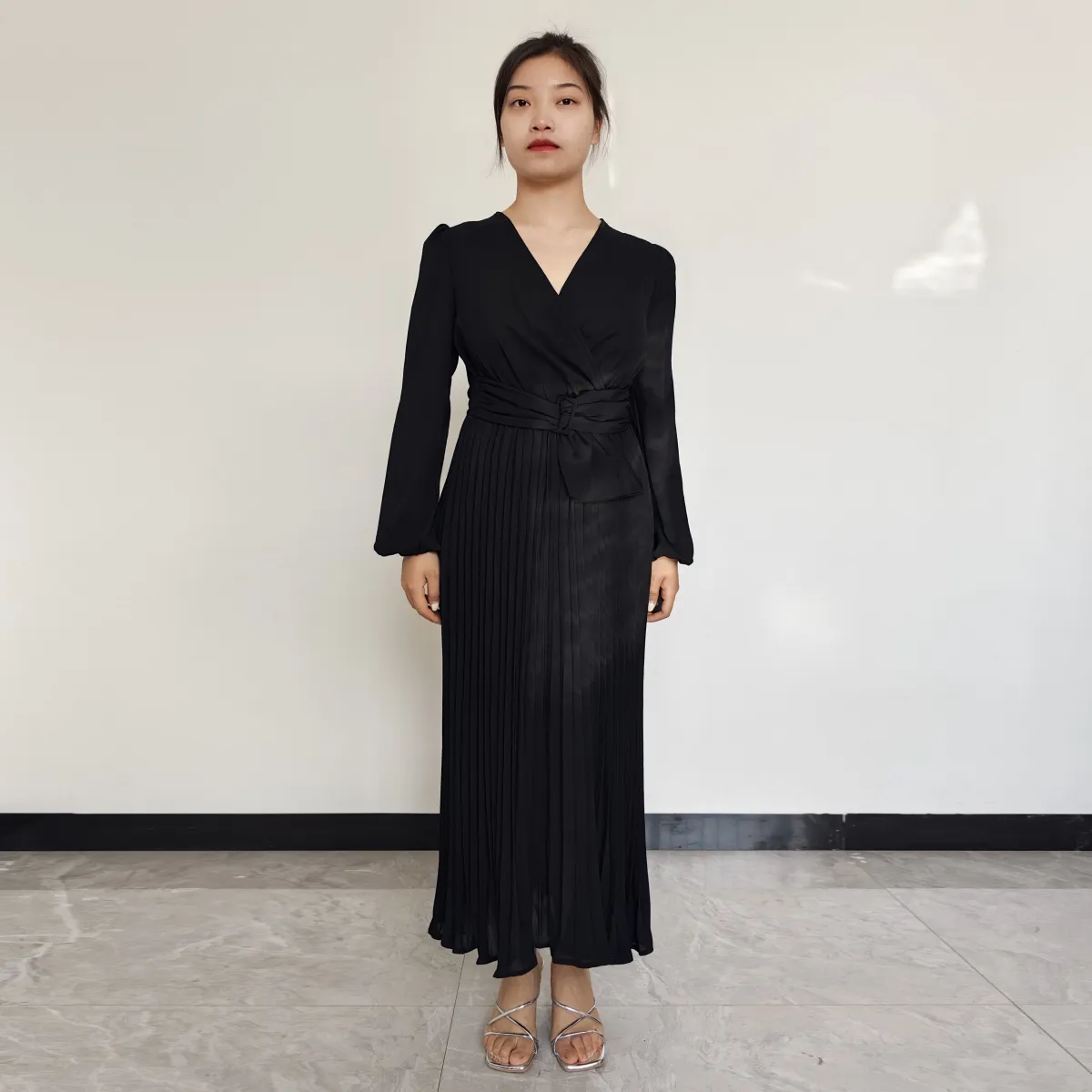 RINODERINA - Vestido Largo Elegante Liso Moderno Moda Mujer