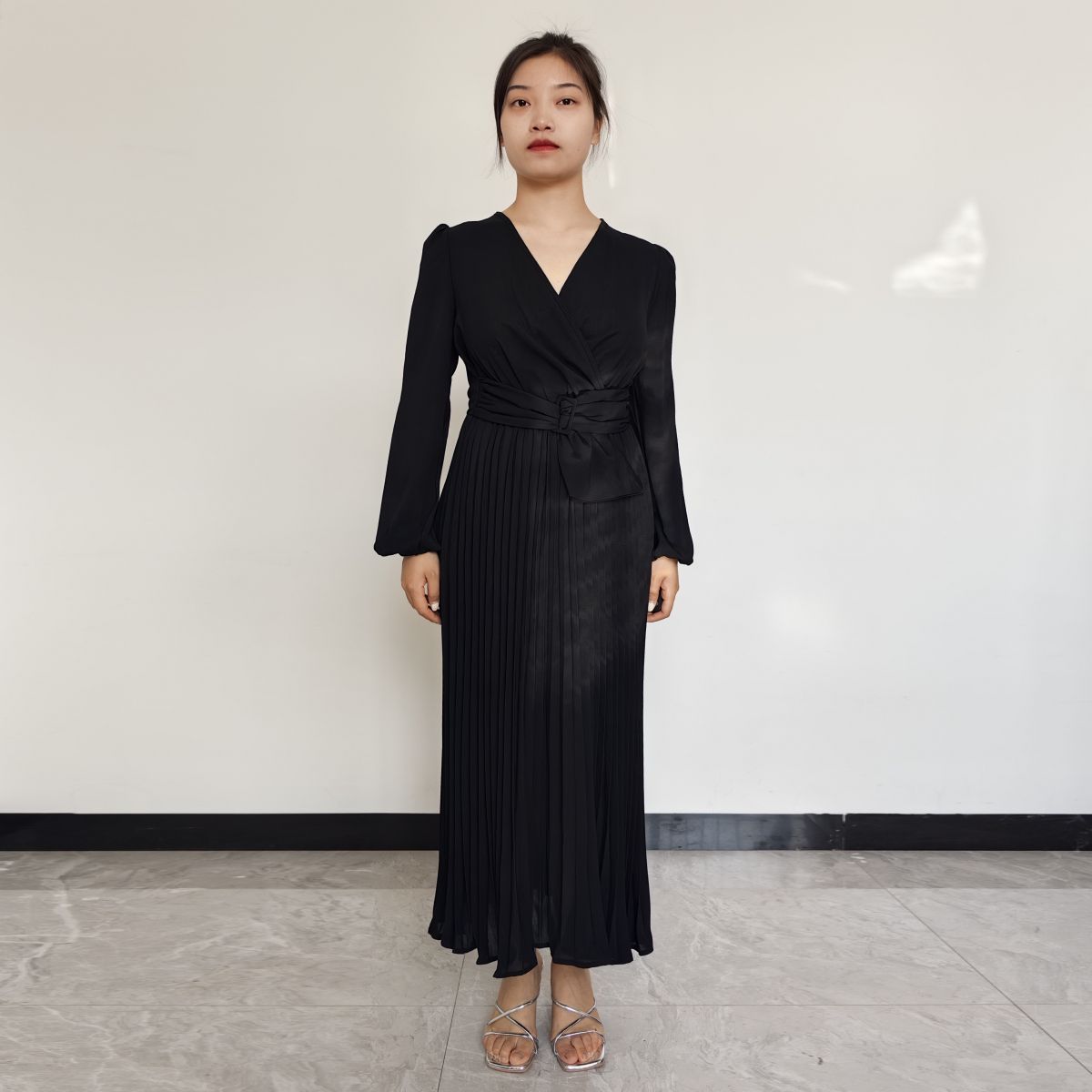 RINODERINA - Vestido Largo Elegante Liso Moderno Moda Mujer