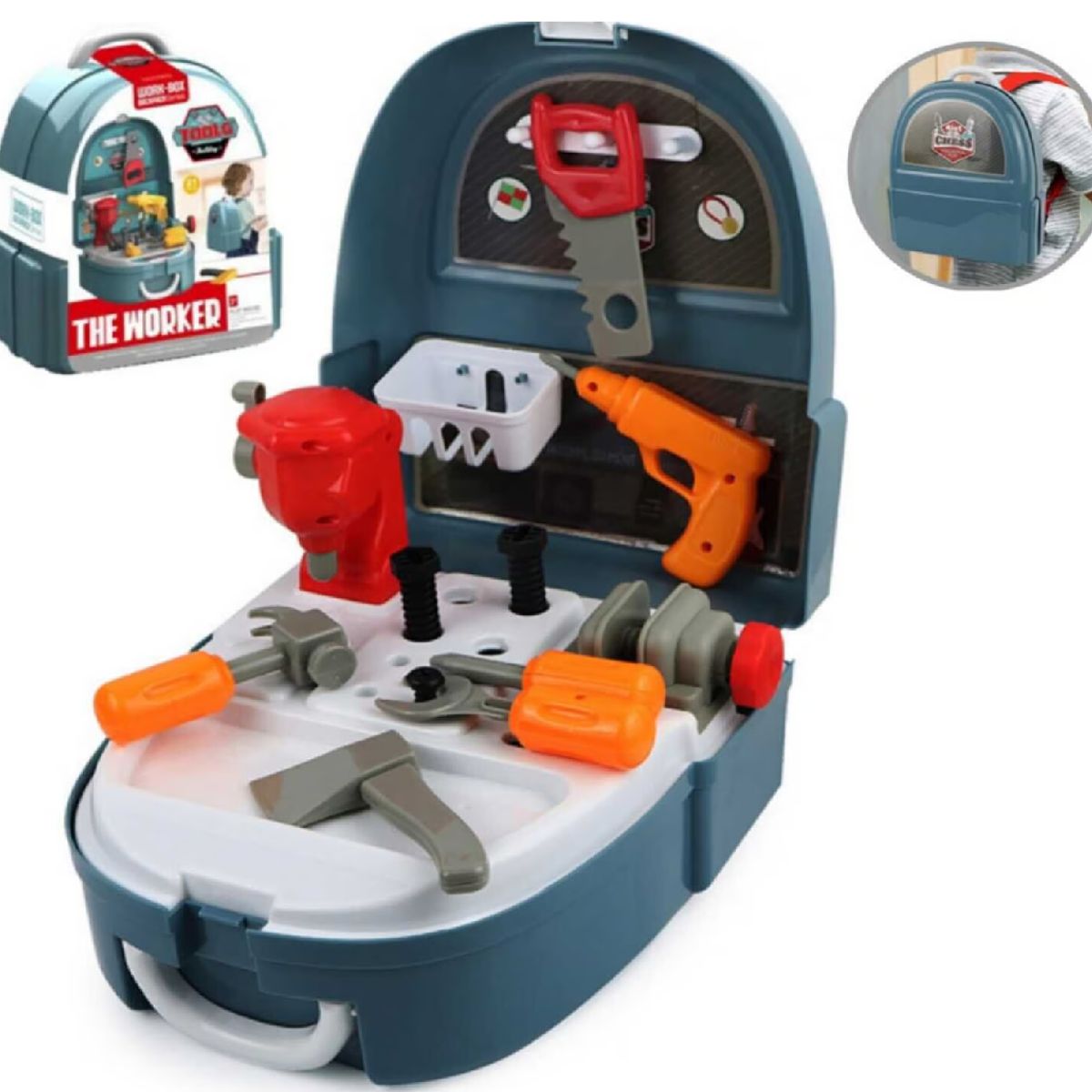 GENERICO - Set de mochila de herramientas para niños AZUL