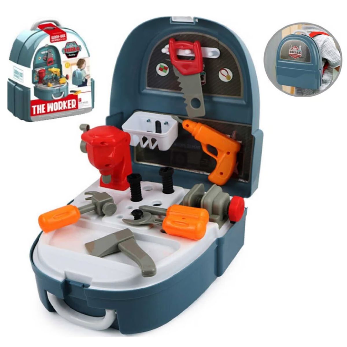 GENERICO - Set de mochila de herramientas para niños AZUL