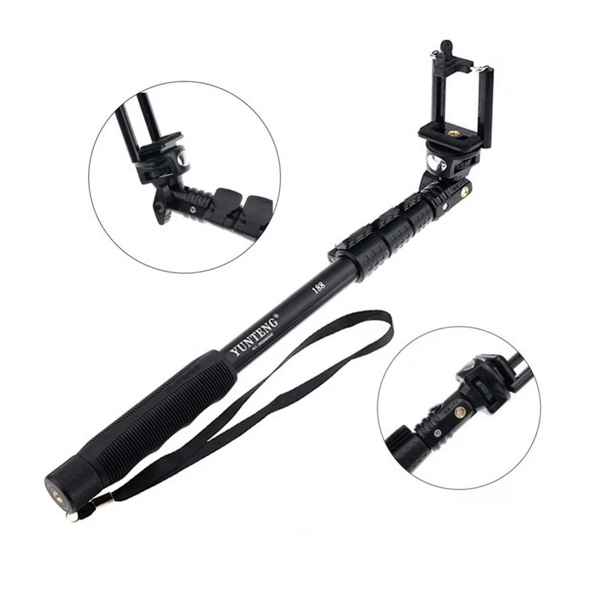 GENERICO - Tripode Palo Selfie Stick Bluetooth Grande 1.25 MT Camara y Go Pro