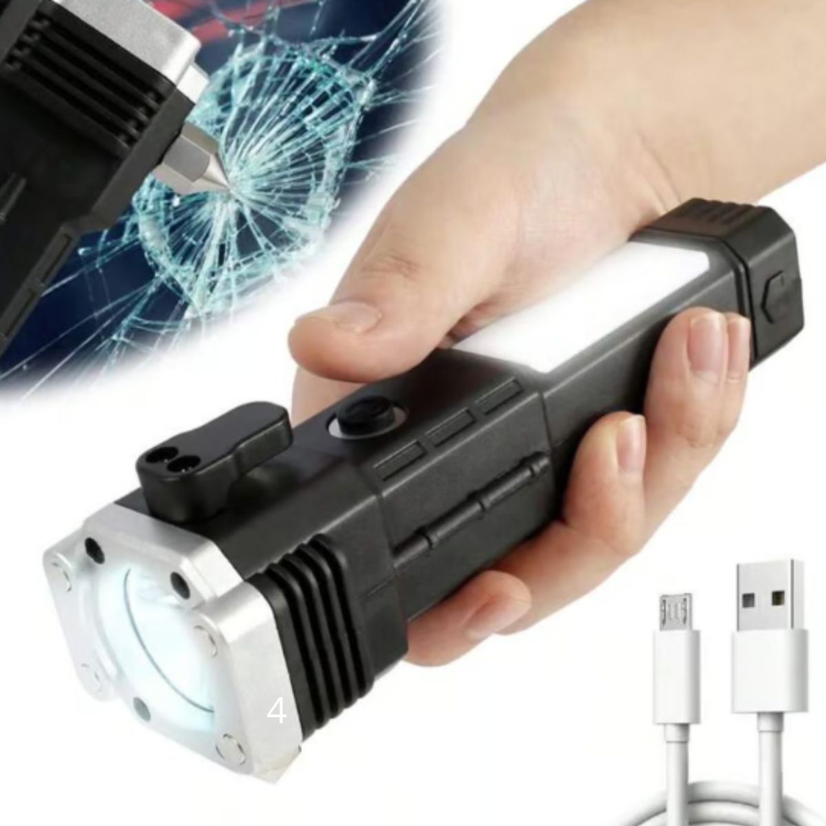 GENERICO - Linterna martillo de mano con 4 modos de iluminación