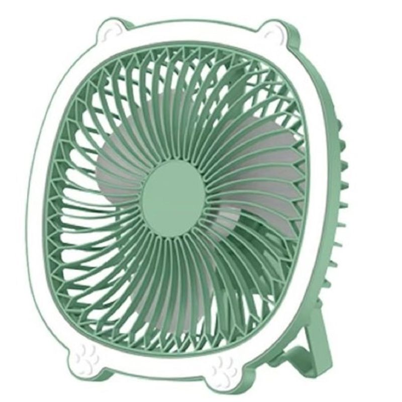 GENERICO - Ventilador recargable para escritorio portatil con luz led-verde