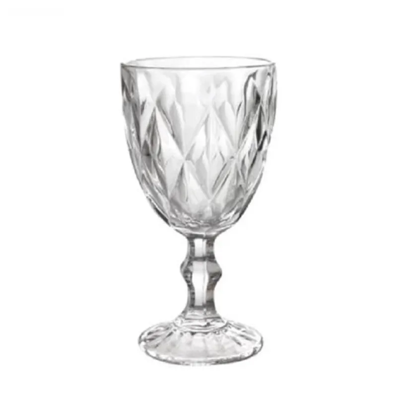 GENERICO - Set de Copas de 6 piezas  labradas  TRANSPARENTES MODELO DIAMANTE