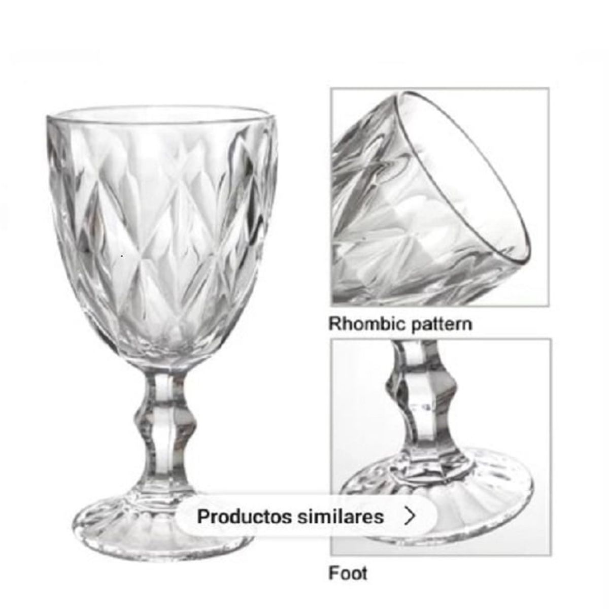 GENERICO - Set de Copas de 6 piezas  labradas  TRANSPARENTES MODELO DIAMANTE