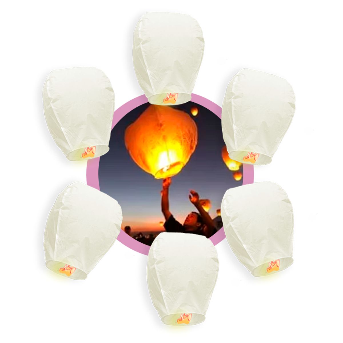 GENERICO - Pack 12 globos luminosos de DESEOS Linterna solo BLANCO !!!!