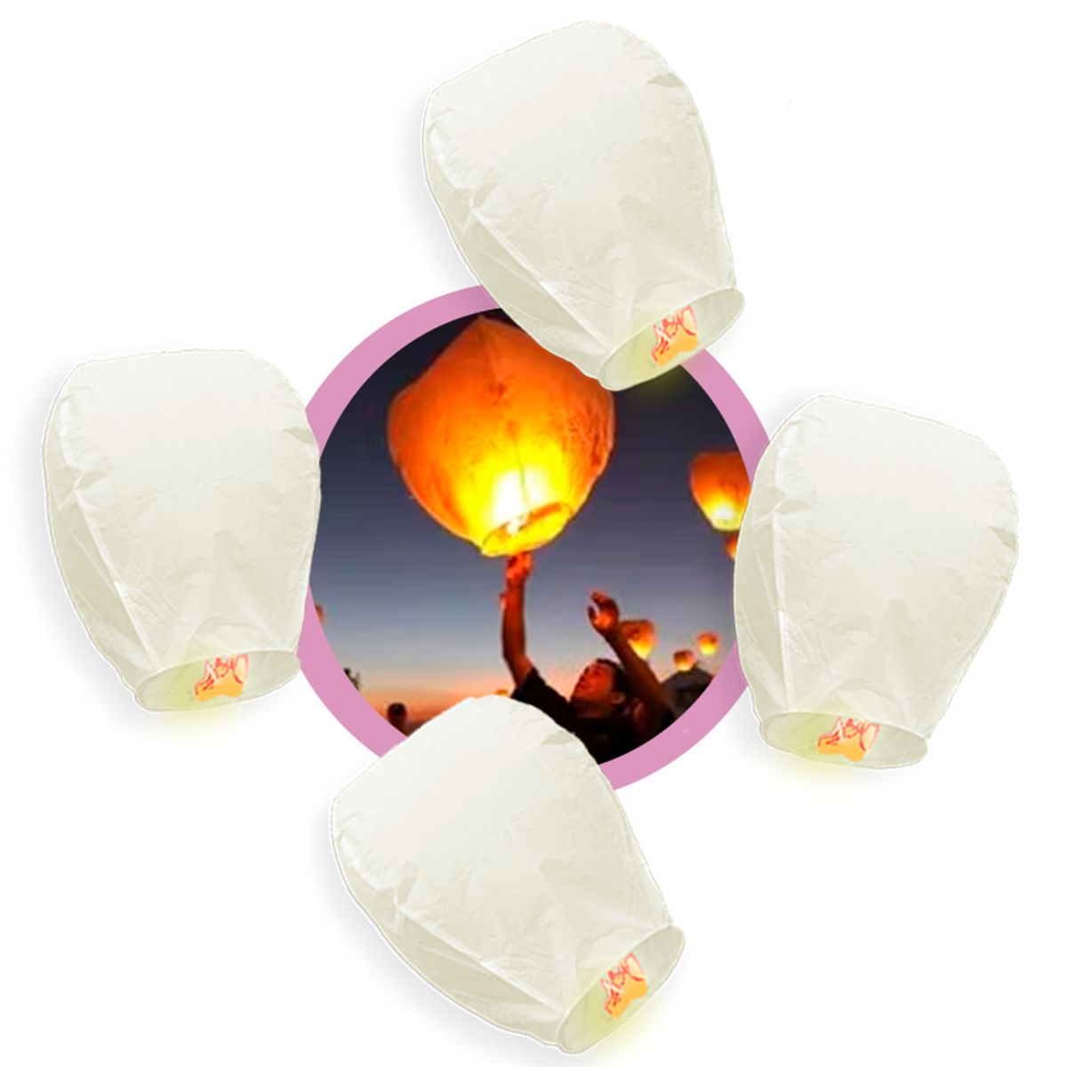 GENERICO - Pack 12 globos luminosos de DESEOS Linterna solo BLANCO !!!!