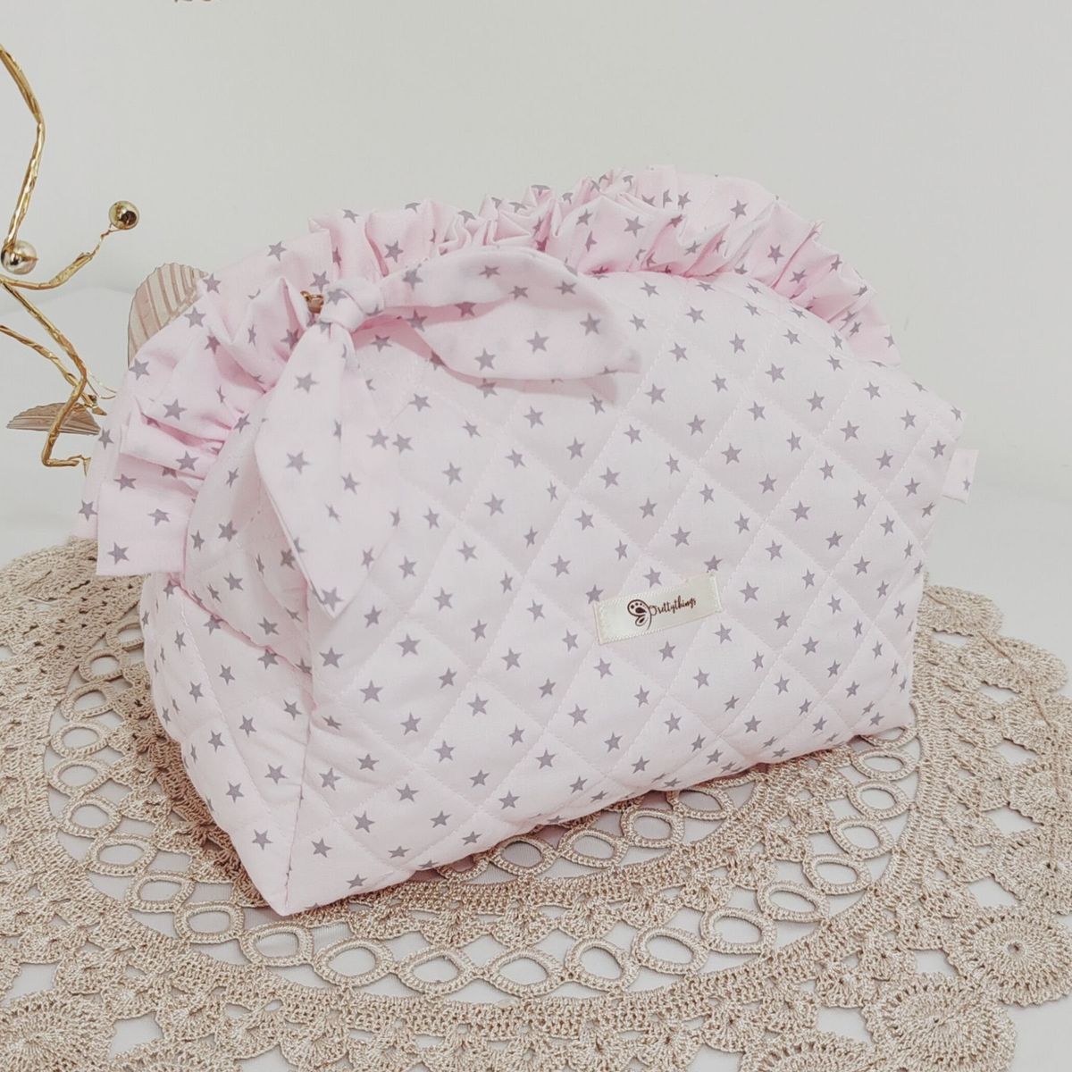 GENERICO - Neceser Porta Cosmético Estampado  21 x 13 x 11 cm - Rosa y estrellas