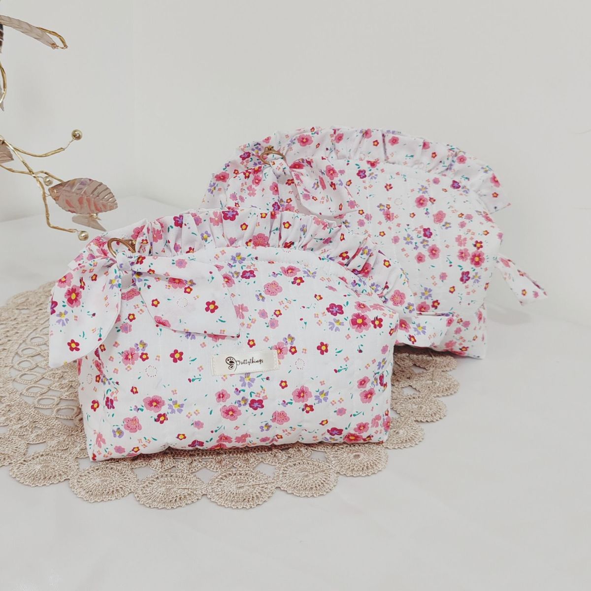 GENERICO - Pack 2 Neceser Porta Cosmético Estampado - LLuvia de Flores