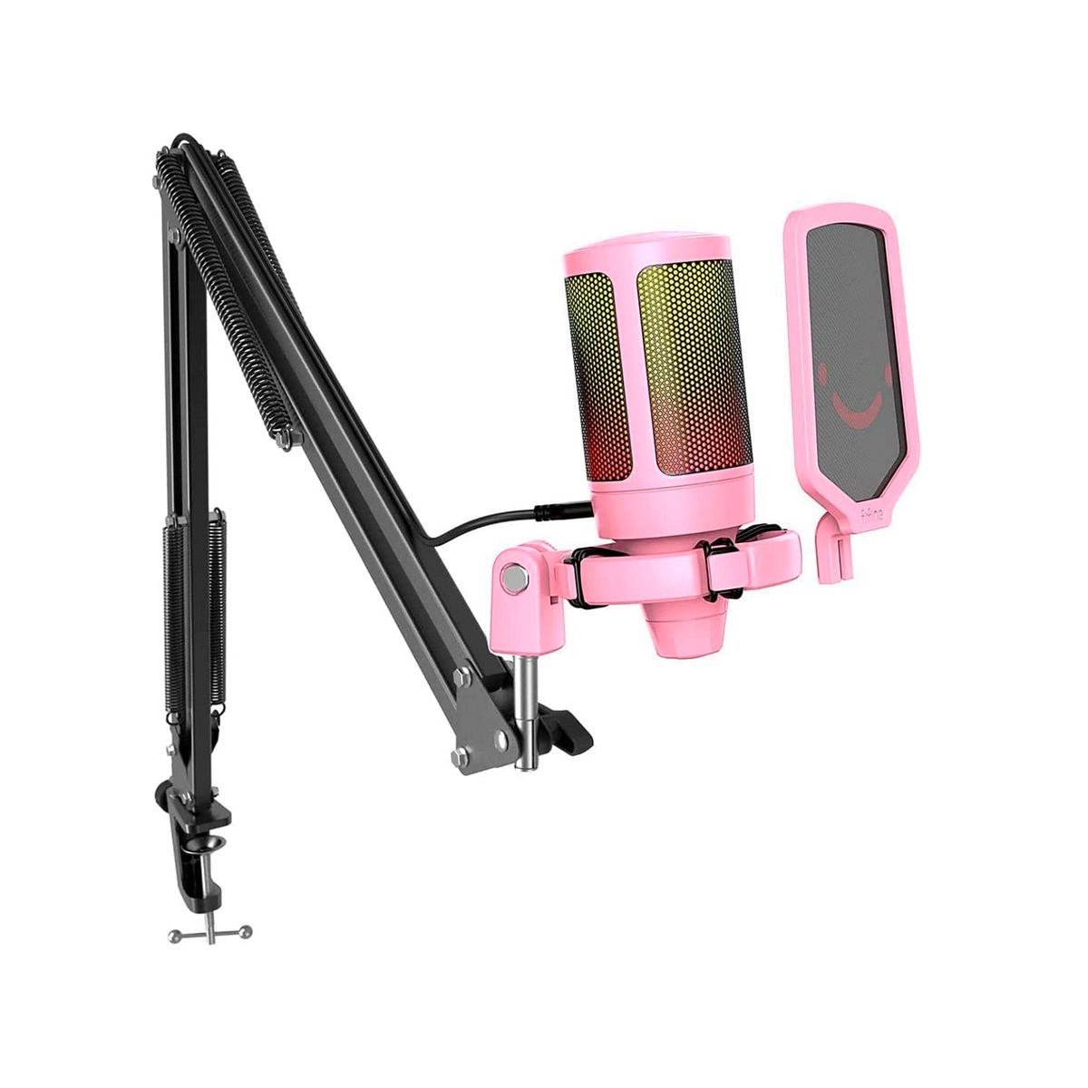 FIFINE - Micrófono Fifine Ampligame A6T Usb Rgb Soporte De Brazo Pink