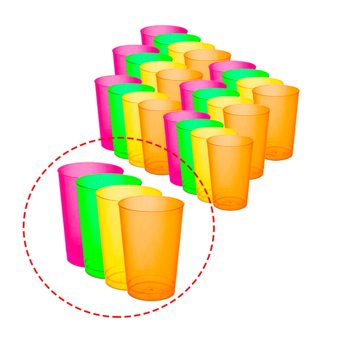 GENERICO - Vasos Neón Acrilico 7 oz (paq x 25 unds)