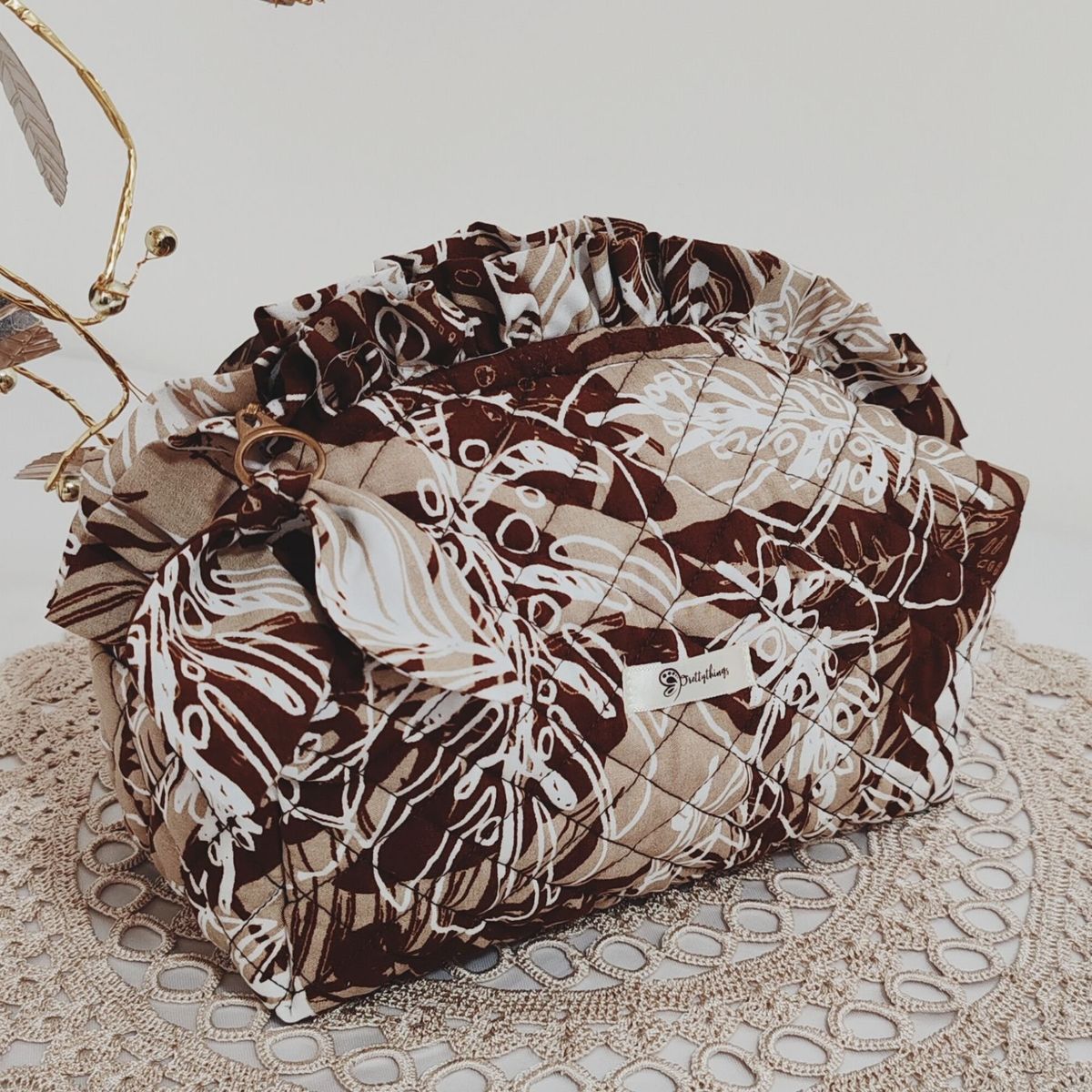 GENERICO - Pack 2 Neceser Porta Cosmético Estampado - Tierra Marrón