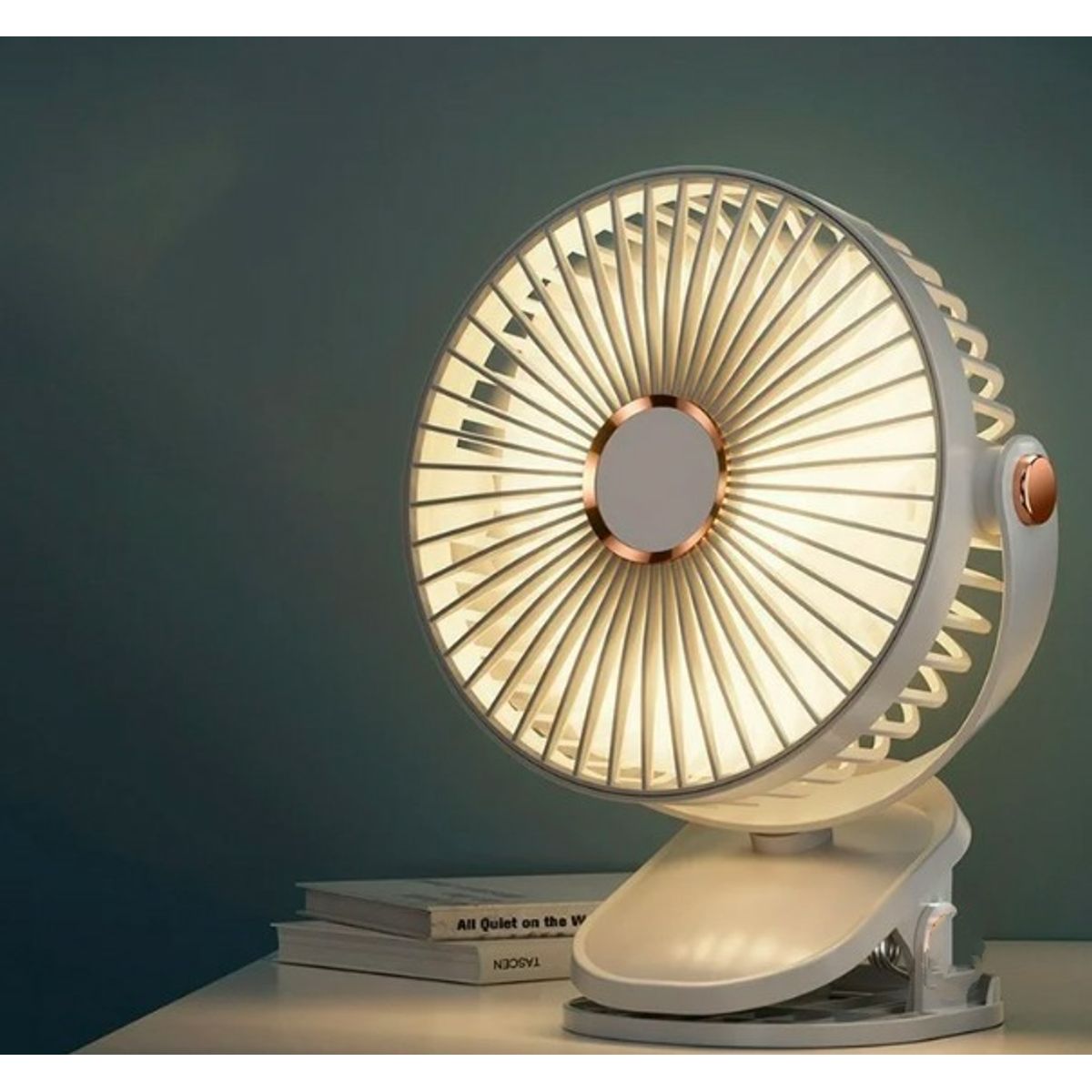 GENERICO - Ventilador Recargable con Clip, Ajuste 5 velocidades Giratorio 360