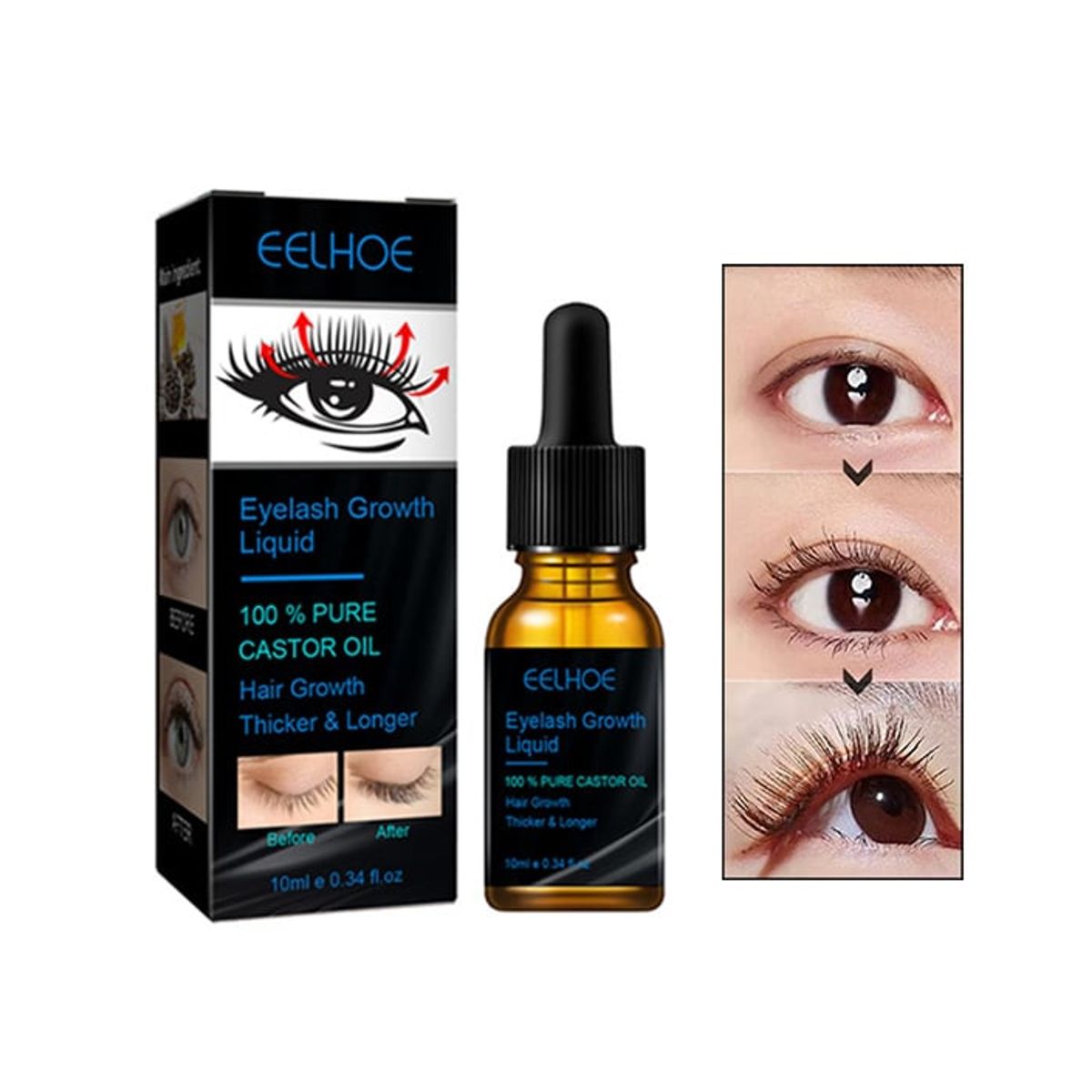 GENERICO - Aceite castor Oil para crecimiento De Pestañas Y Cejas 10 ml