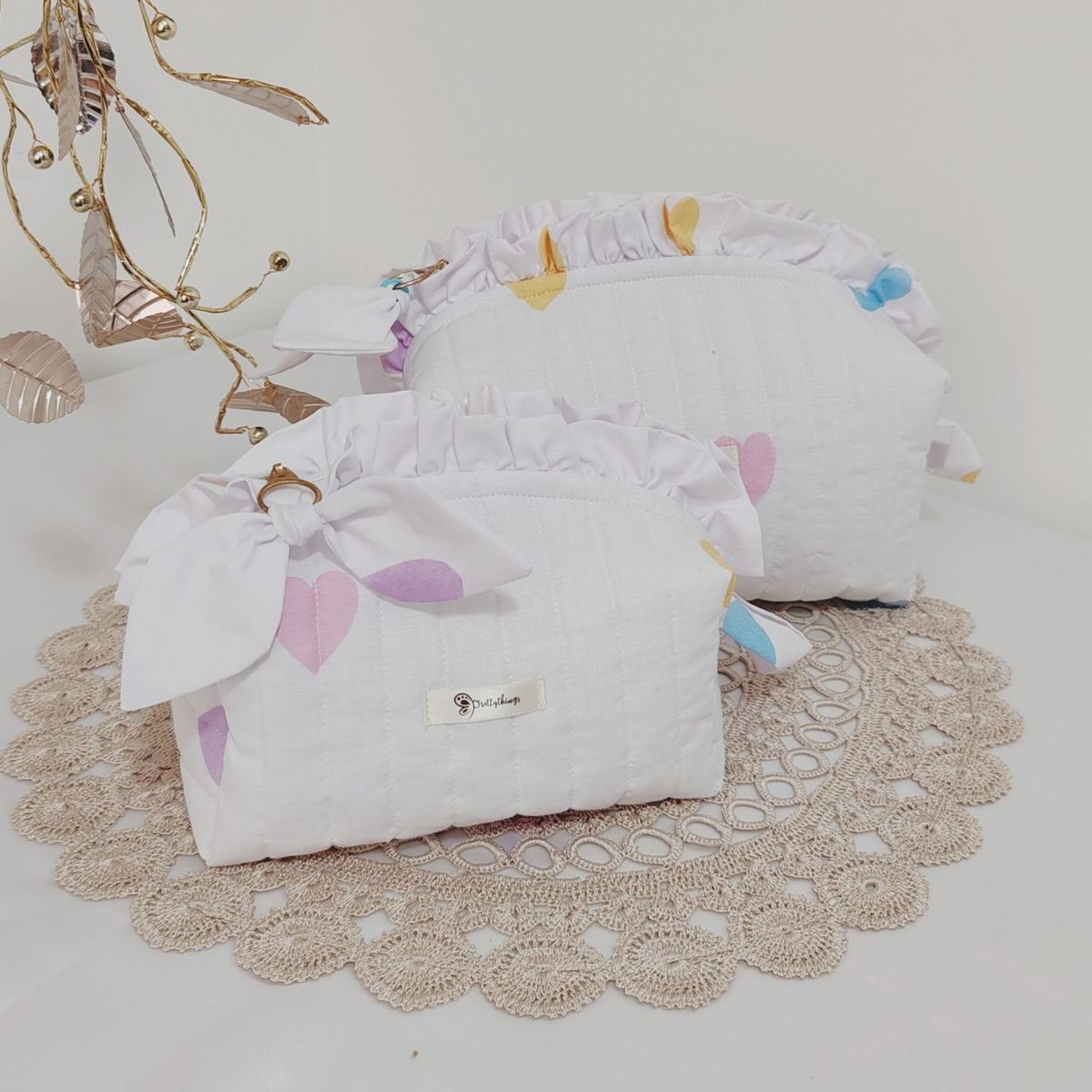 GENERICO - Pack 2 Neceser Porta Cosmético Estampado - Corazones