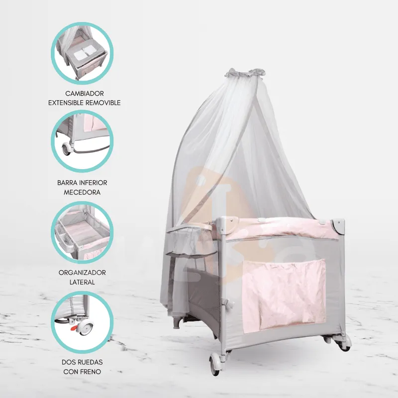 INFANTI - Cuna Corral Plegable INFANTI «ALWAYS TOGETHER 2G» Pink