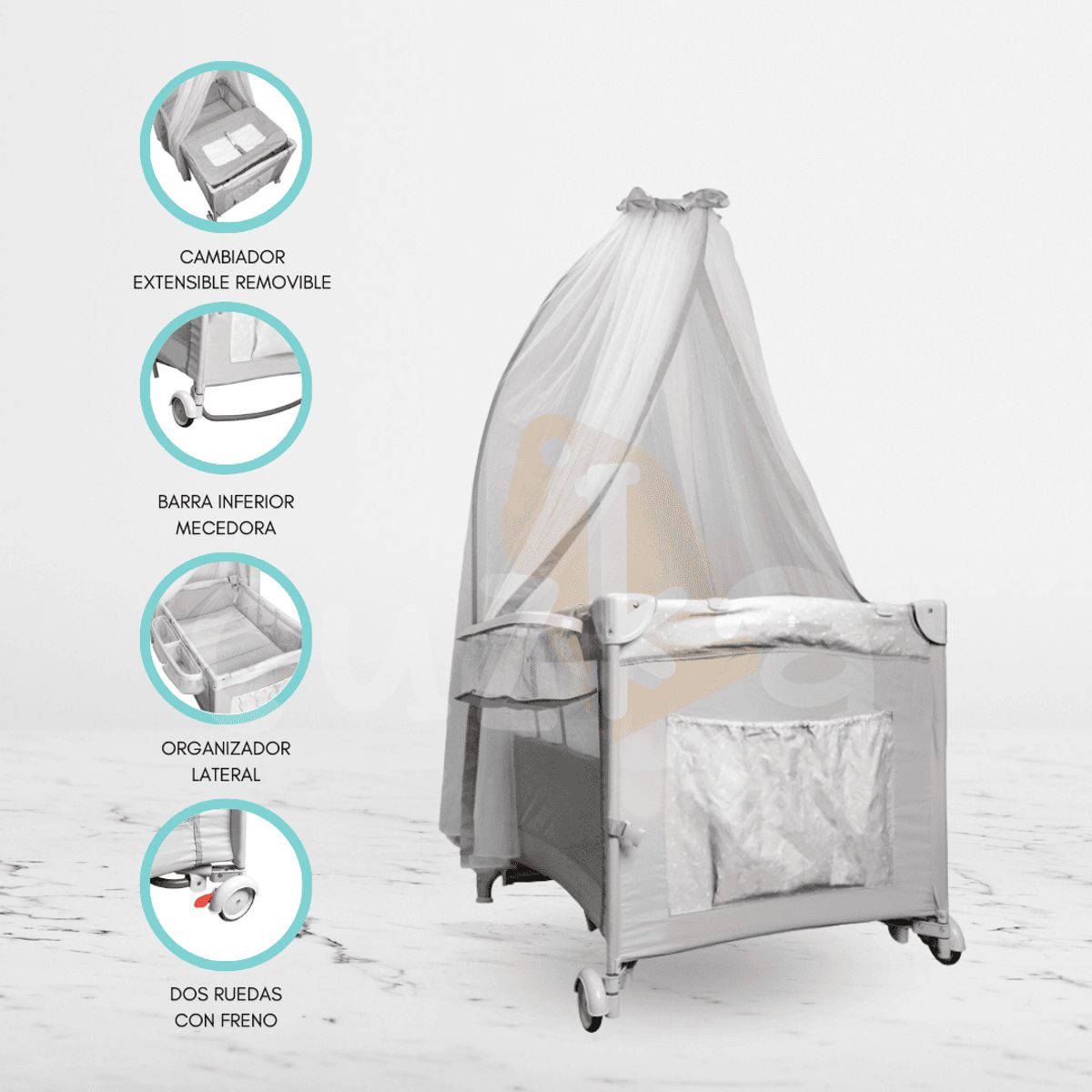 INFANTI - Cuna Corral Plegable INFANTI «ALWAYS TOGETHER 2G» Marengo