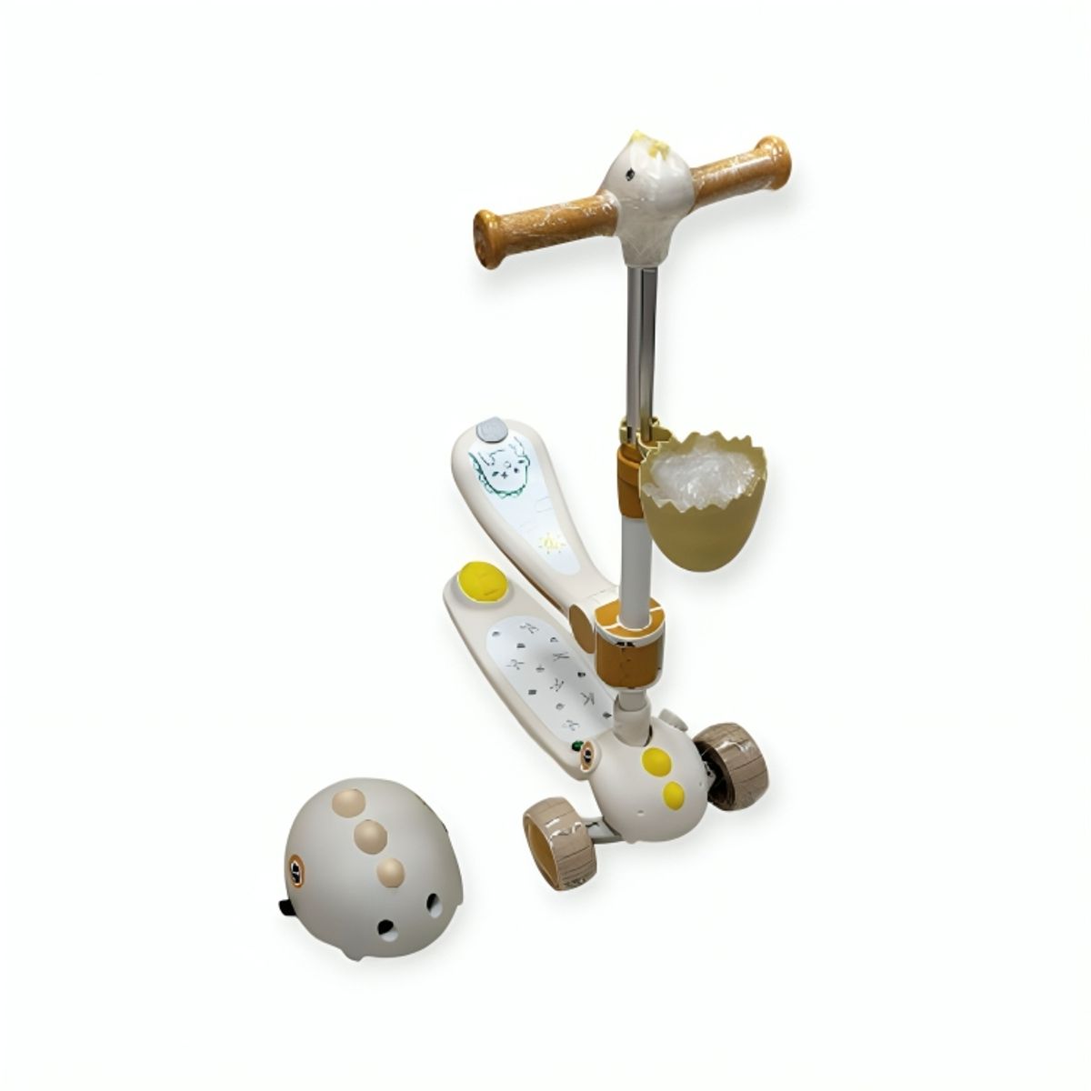 GENERICO - Scooter 2 en 1 Dino Plegable con Luces, Musica y Casco Niños