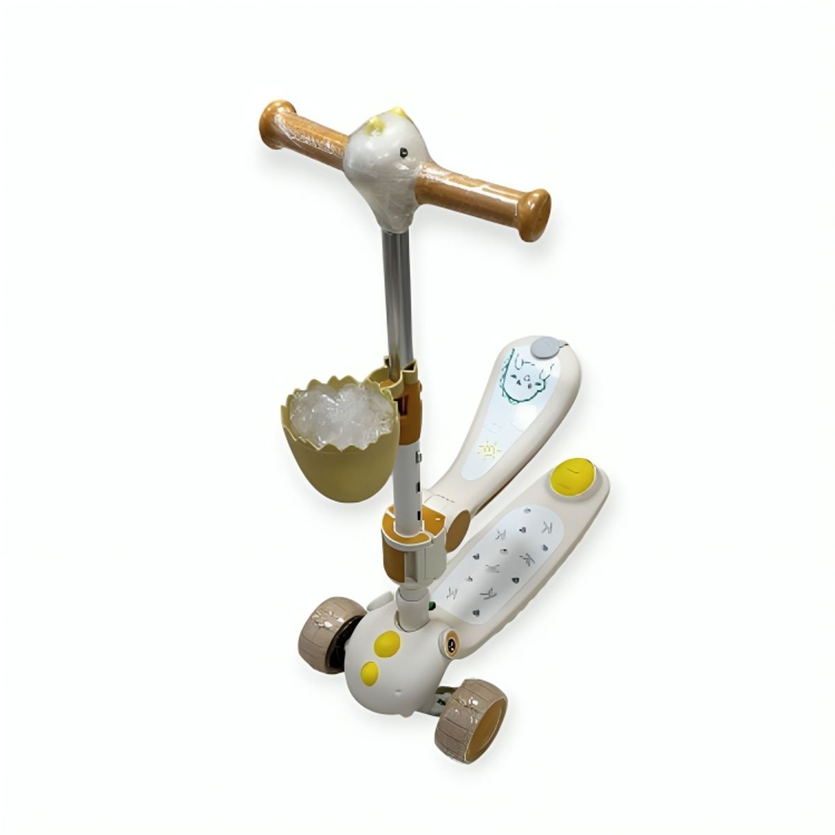 GENERICO - Scooter 2 en 1 Dino Plegable con Luces, Musica y Casco Niños