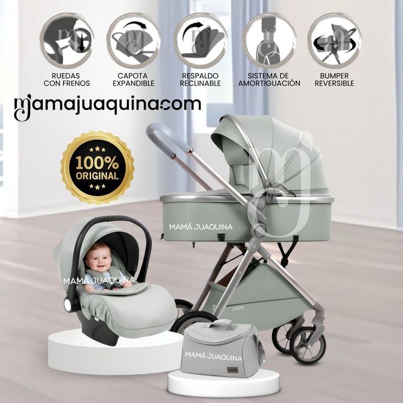 KIDDO - Coche Moisés de Lujo «CLOUIS» Edición Limitada Light Green