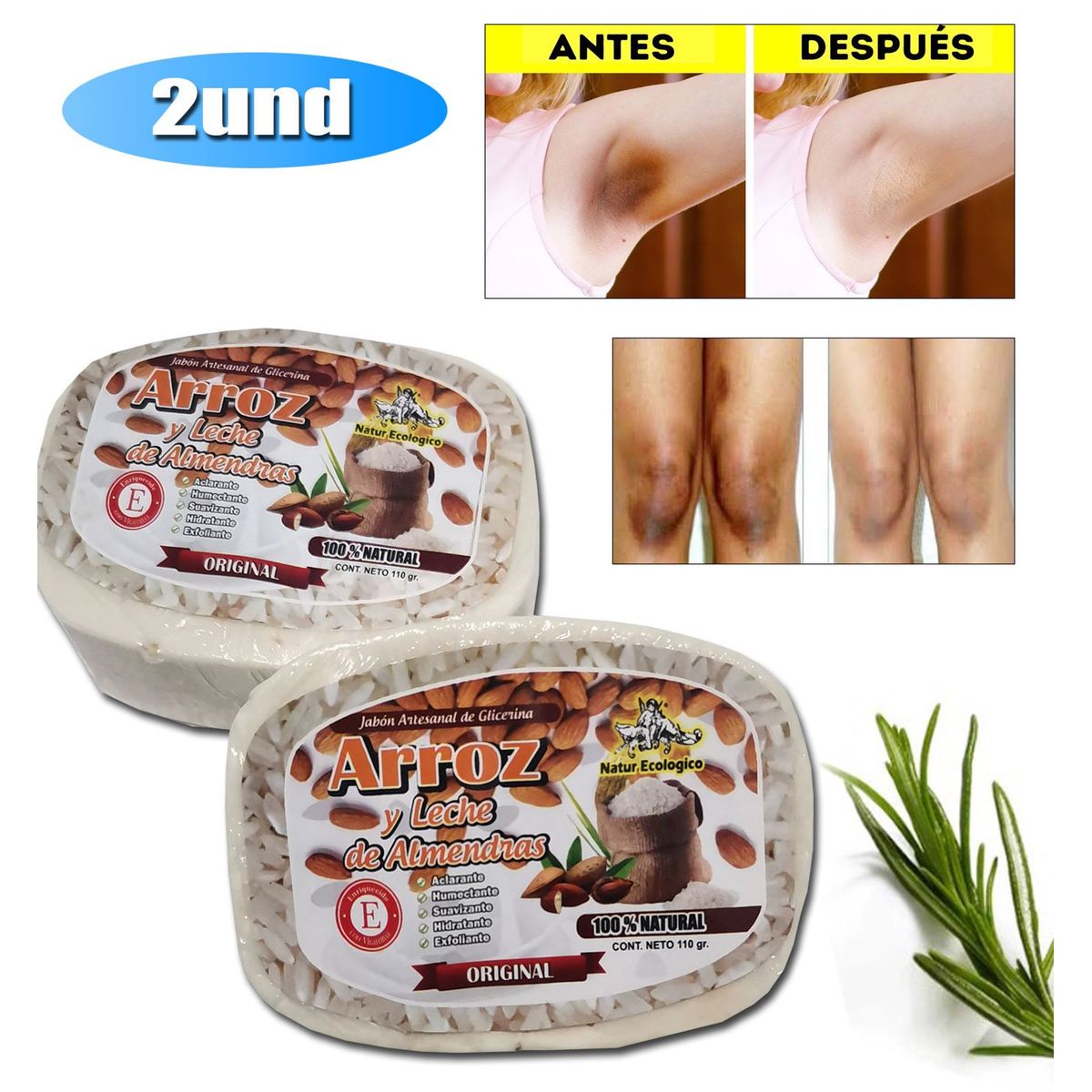 GENERICO - Jabón De Arroz Blanqueador  De Zonas Intimas 2 unidades