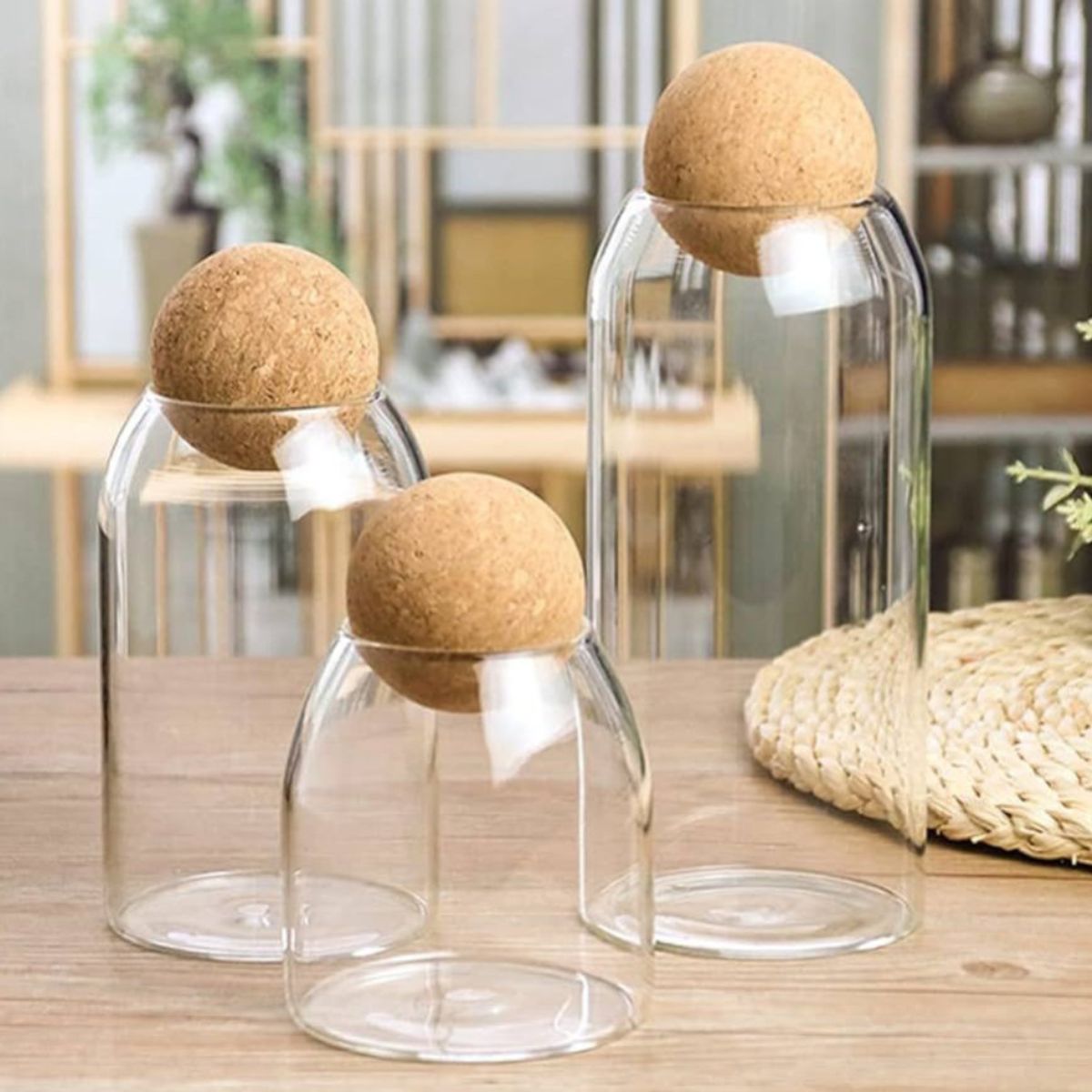 GENERICO - SET X3 FRASCOS AESTHETIC CON TAPA DE CORCHO