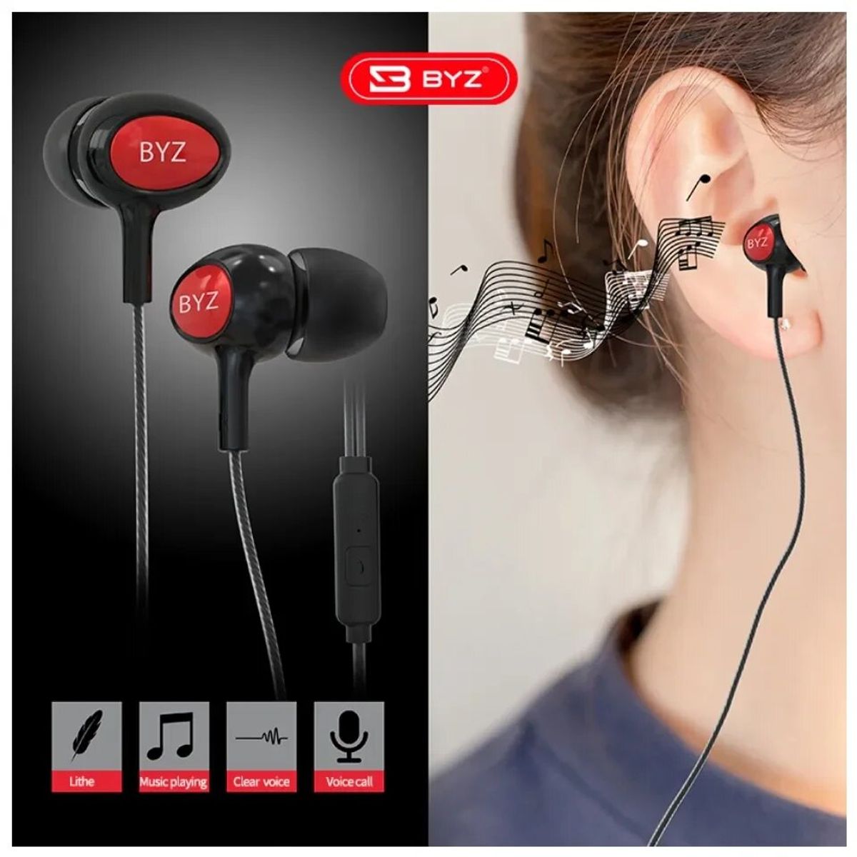 GENERICO - Audífonos BYZ SE383A con Micrófono Negro
