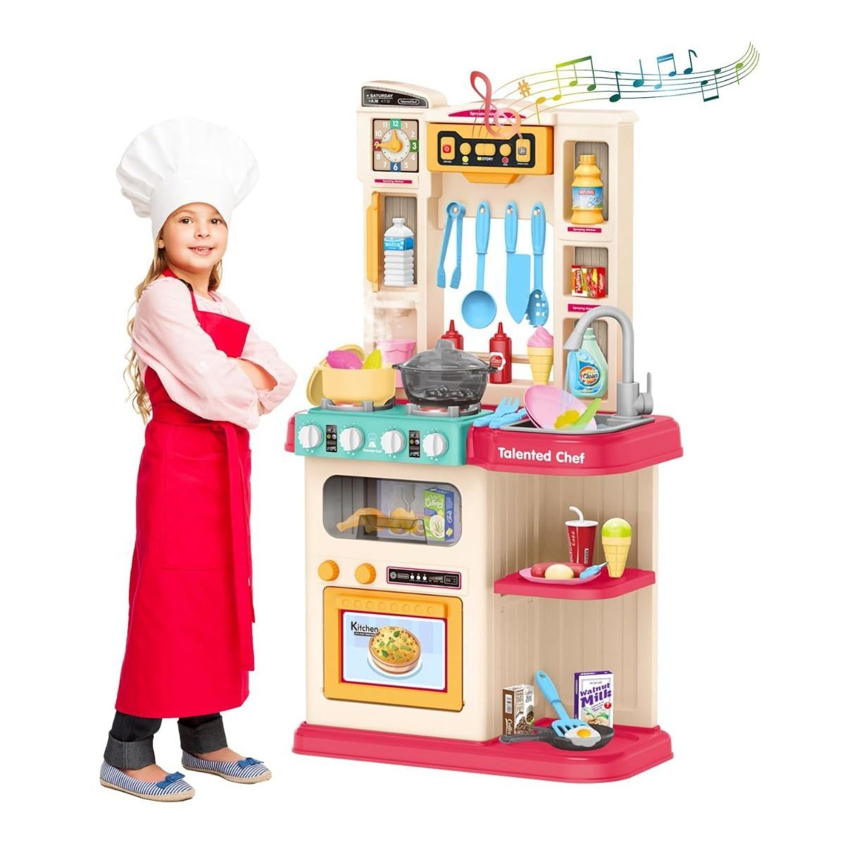 GENERICO - Juguete Cocina Chef 78cm Didactica Luces Vapor Sonidos 65pcs