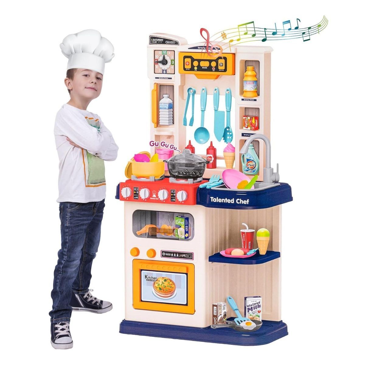 GENERICO - Juguete Cocina Chef 78cm Luces Vapor Sonidos 65pcs para Niño