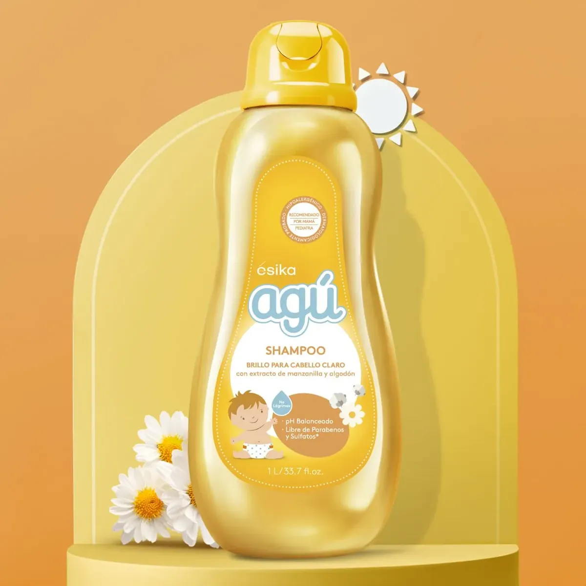 ESIKA - Shampoo Agú Brillo Manzanilla y Algodón 1 Litro Esika