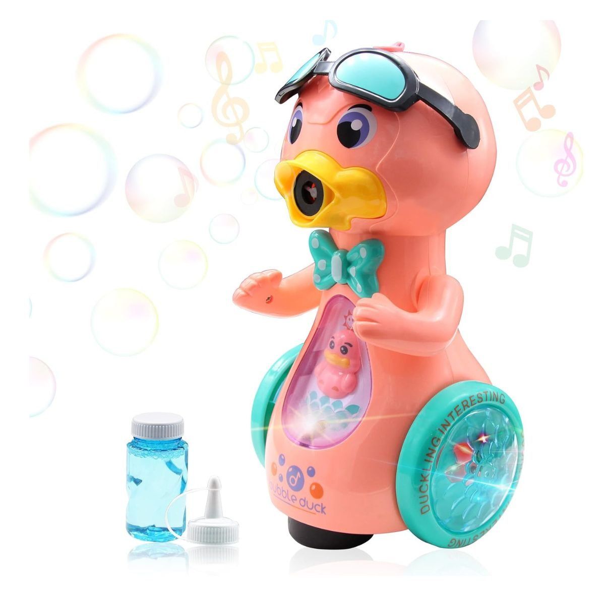 GENERICO - Juguete Burbujero Pato Con Luces Sonido Para Niños Rosado