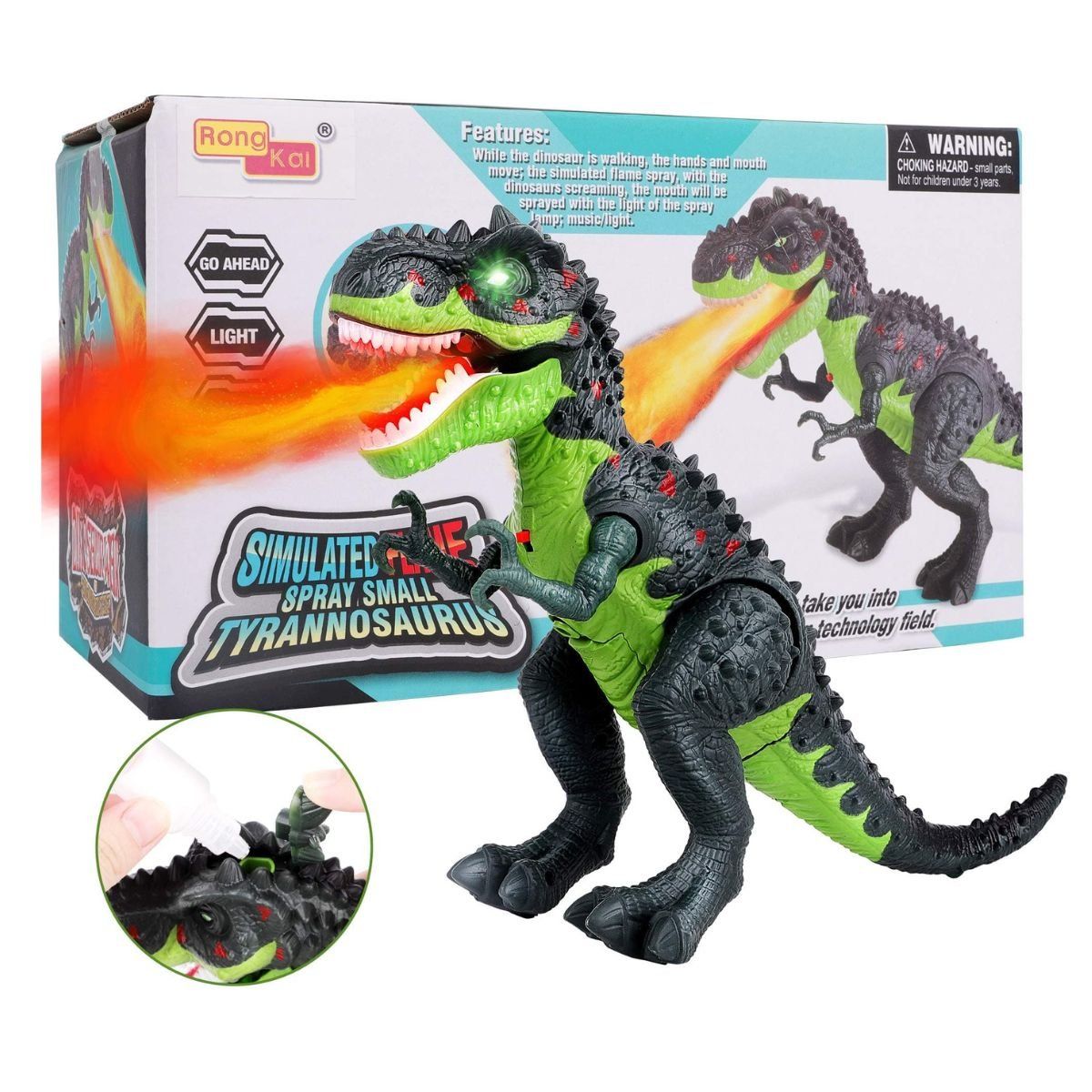 GENERICO - Juguete Dinosaurio Feroz Bota Humo Camina Con Luces Y Sonido