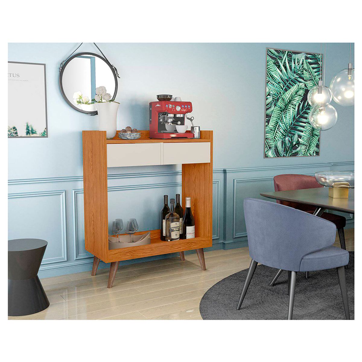 TU MESITA - Bar Minimalista Luke AlmendraBlanco 2 cajones TU MESITA