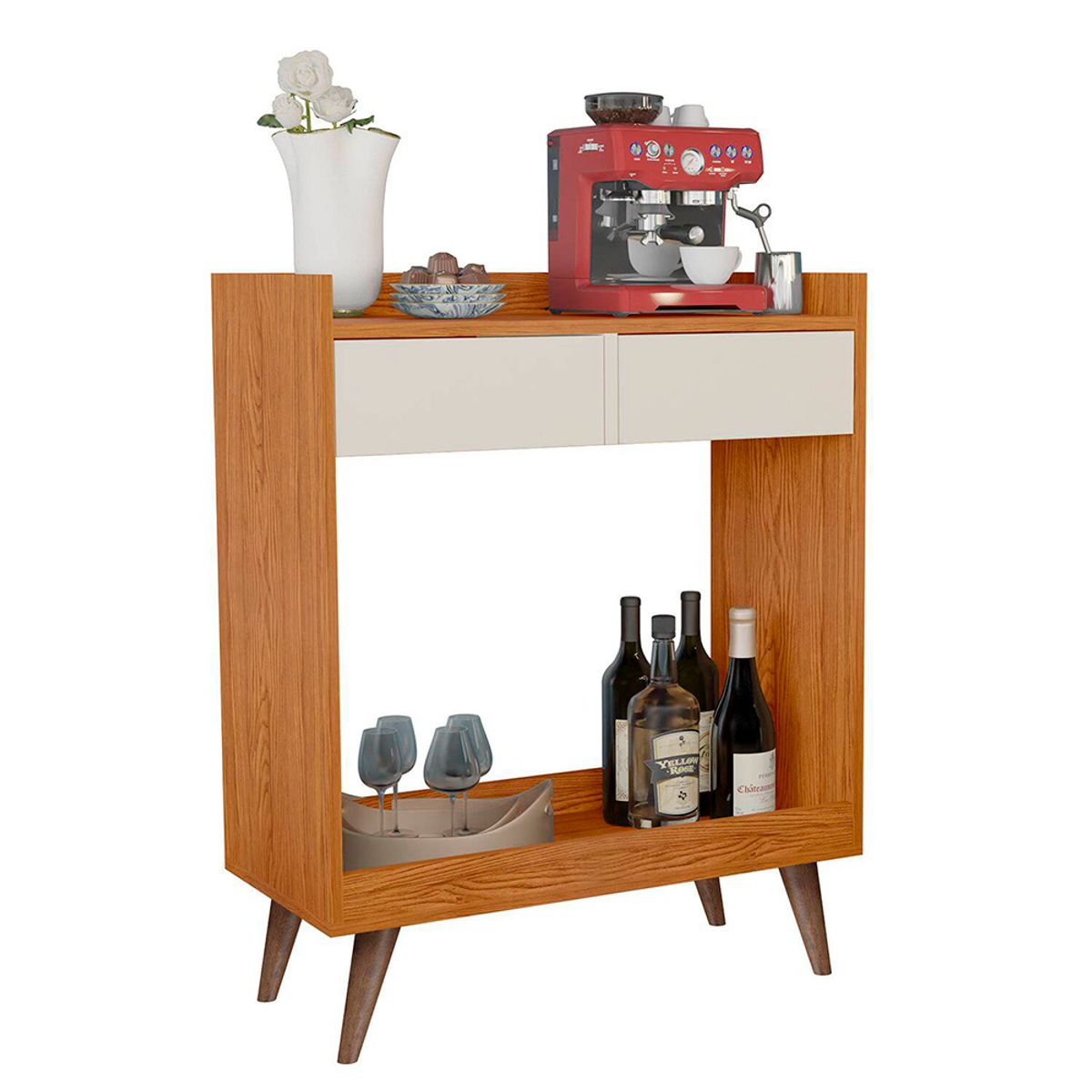 TU MESITA - Bar Minimalista Luke AlmendraBlanco 2 cajones TU MESITA