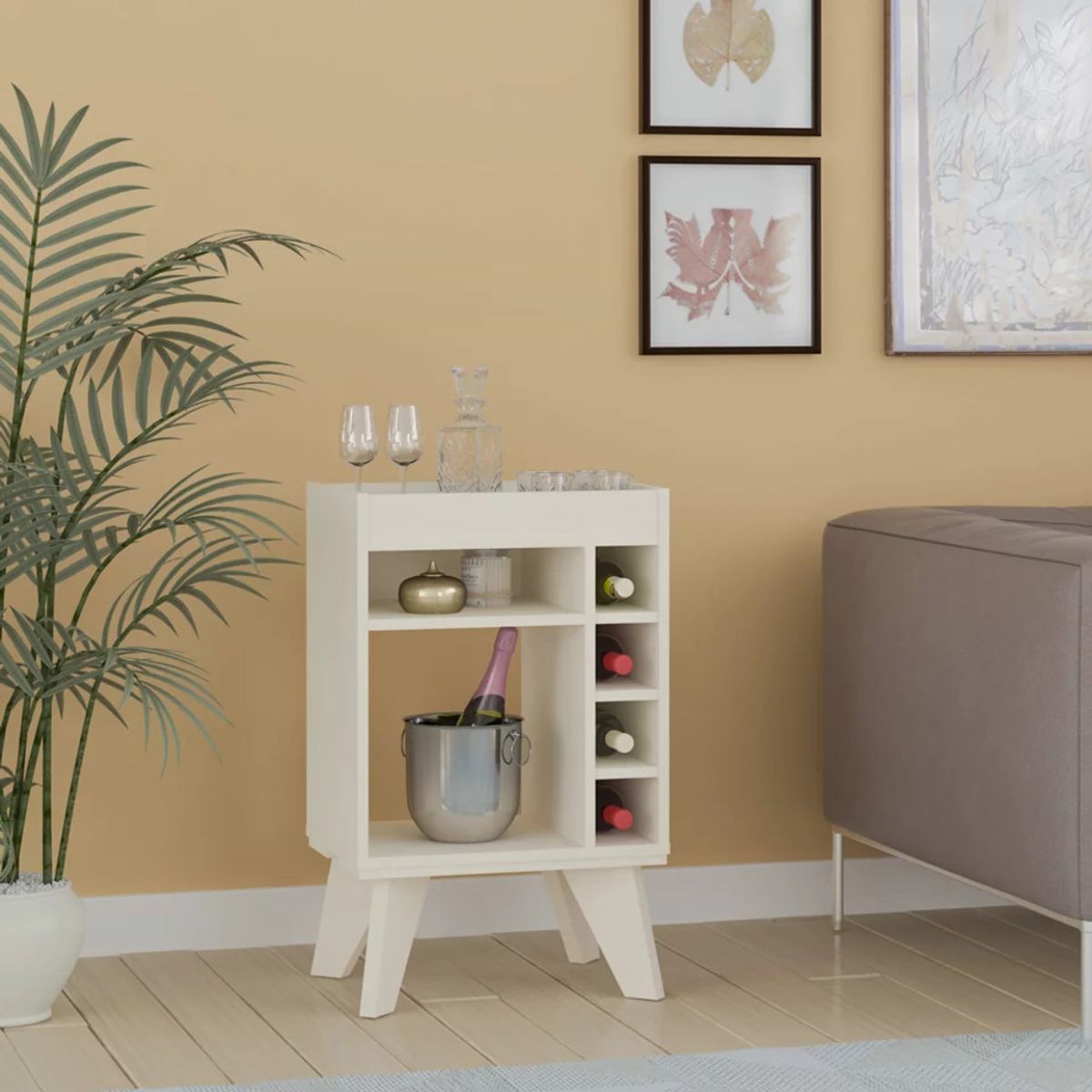 TU MESITA - Mini Bar Aries organizador de botellas color Blanco TU MESITA